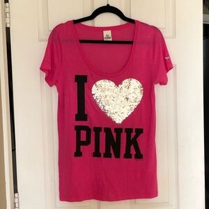 PINK Victoria’s Secret Sequin Heart Graphic Tee